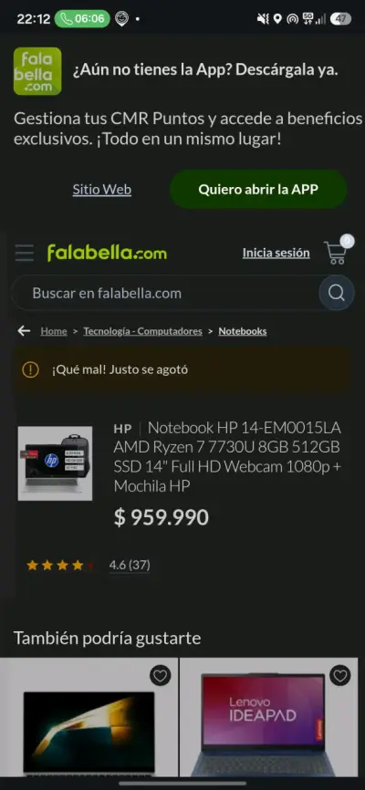 Notebook HP 14-EM0015LA AMD ryzen 7 7730U - miniatura 5