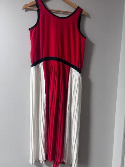 Vestido Tommy Hilfiger rojo y blanco con pliegues - miniatura 2
