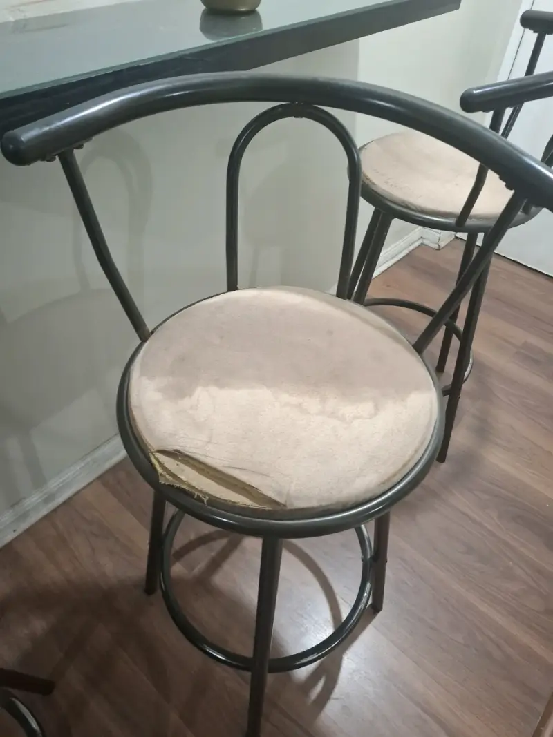 Juego de 3 sillas de bar con asiento beige - 3