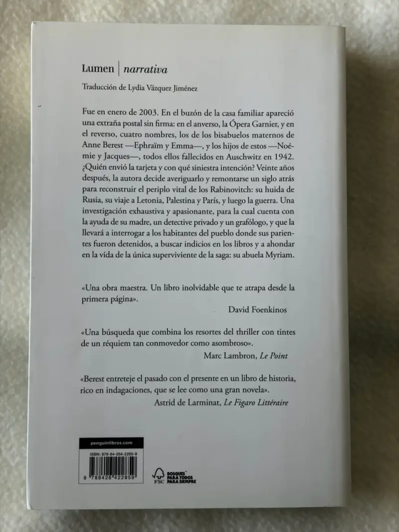 Libro 'La postal' de Anne Berest - 2