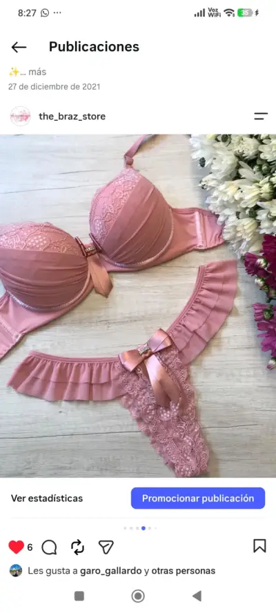 Conjunto de lencería rosa con encaje y lazo - miniatura 1