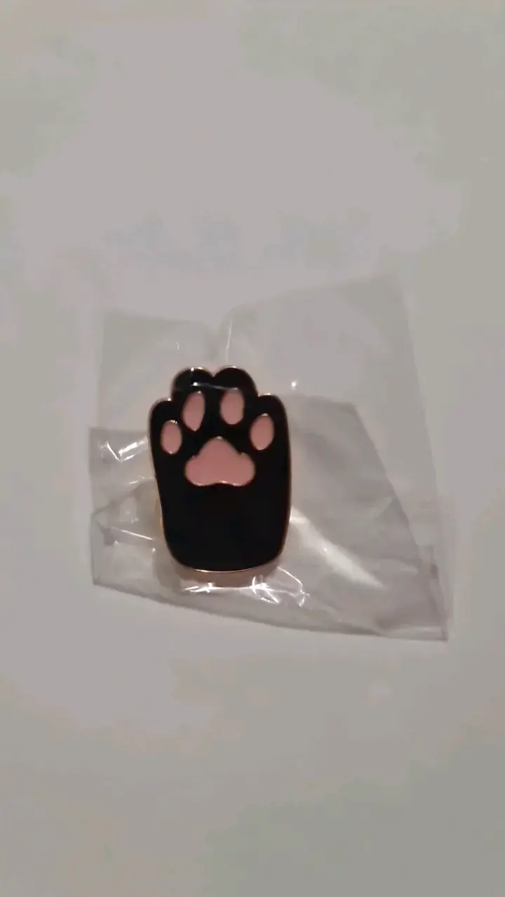 Pin de huella de gato en esmalte negro y rosa - 2