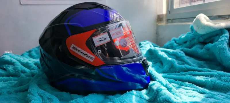 Casco de moto LS2 azul y rojo - 2