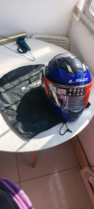 Casco de moto LS2 azul y rojo - miniatura 4