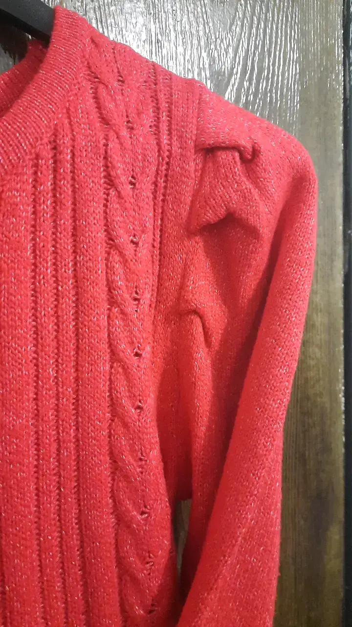 Vestido rojo de punto con lazo - 3