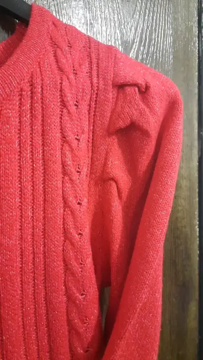 Vestido rojo de punto con lazo - miniatura 3