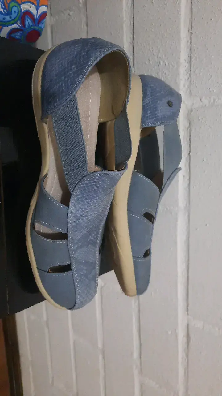 Sandalias de cuero azul para mujer - 3