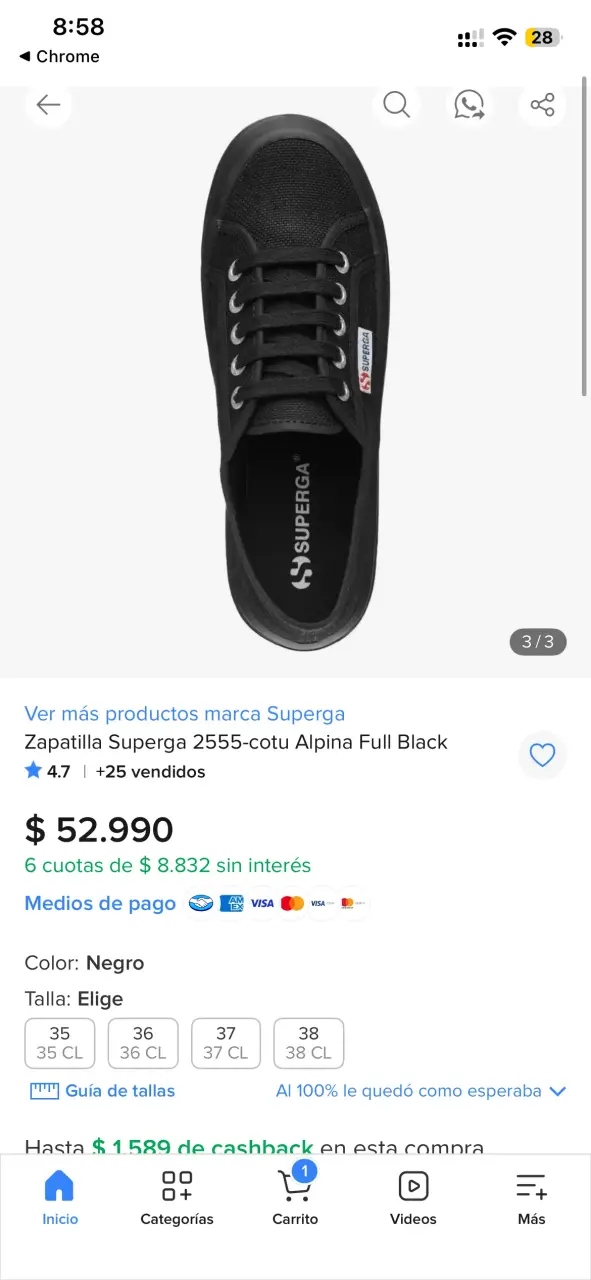 Zapatillas negras Superga 2555-cotu unisex - 2