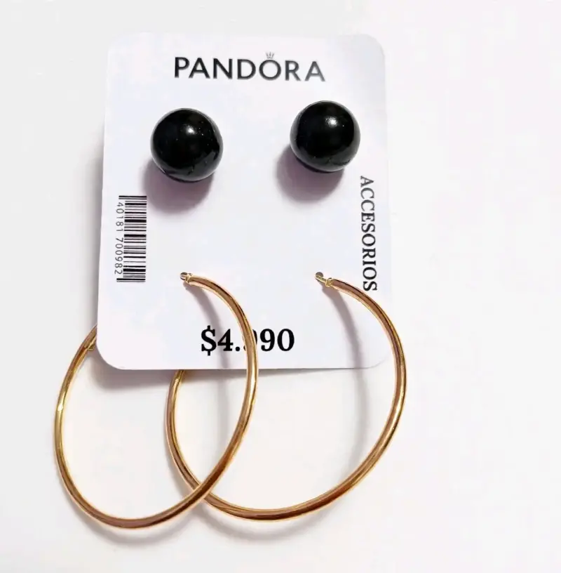 Set de Aros Pandora Negro y Dorado