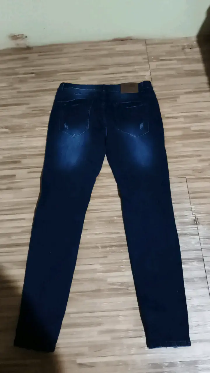 Jeans ajustados de mezclilla azul desgastados - 2