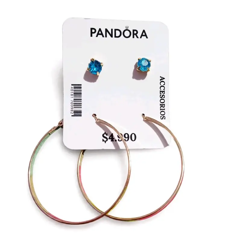 Set de Aros Pandora con Cristales Azules
