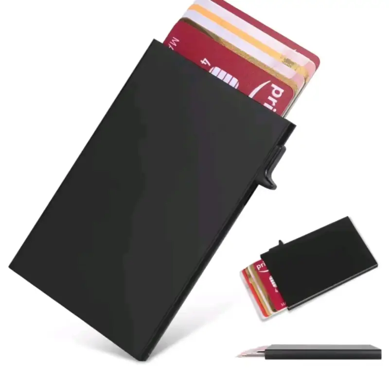 Tarjetero metálico negro para tarjetas