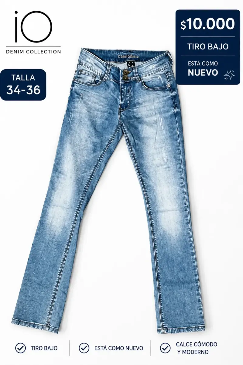 Jeans Tiro Bajo IO Denim Azul Talla 34-36