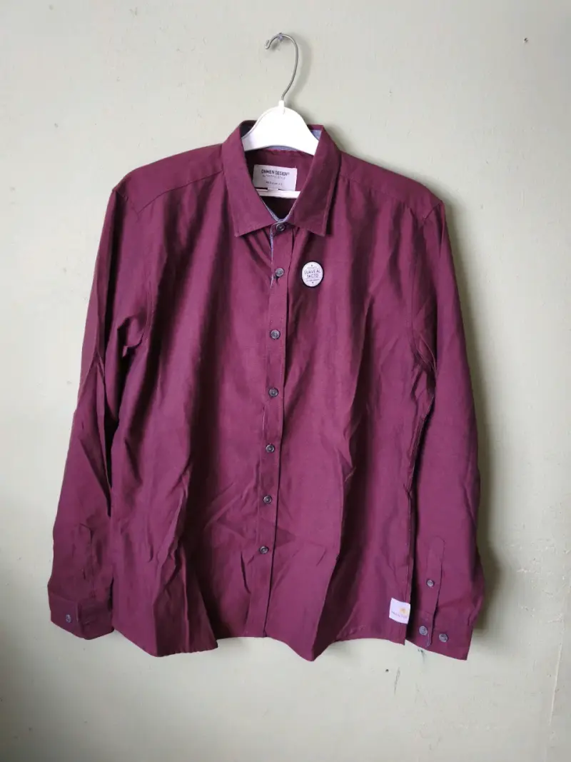 Camisa Hombre Manga Larga Burdeos - 1