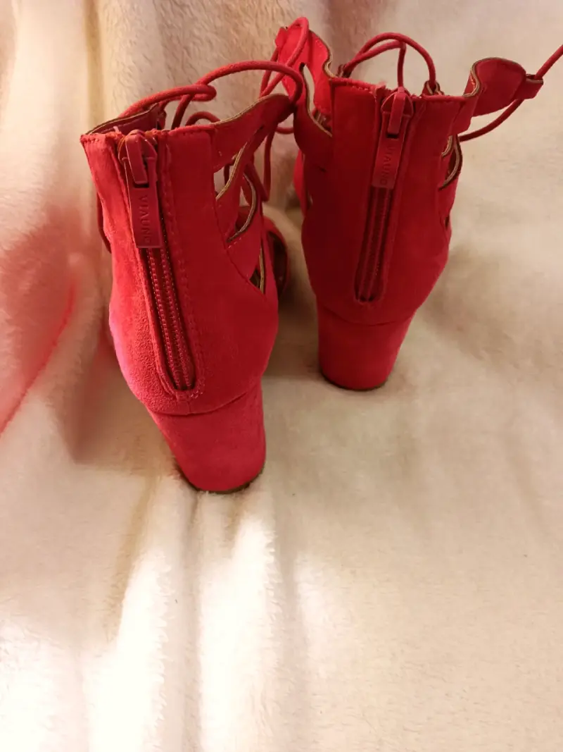Sandalias de tacón alto Fucsia con cordones - 2