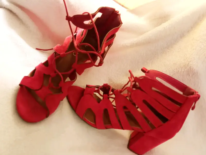 Sandalias de tacón alto Fucsia con cordones - 3