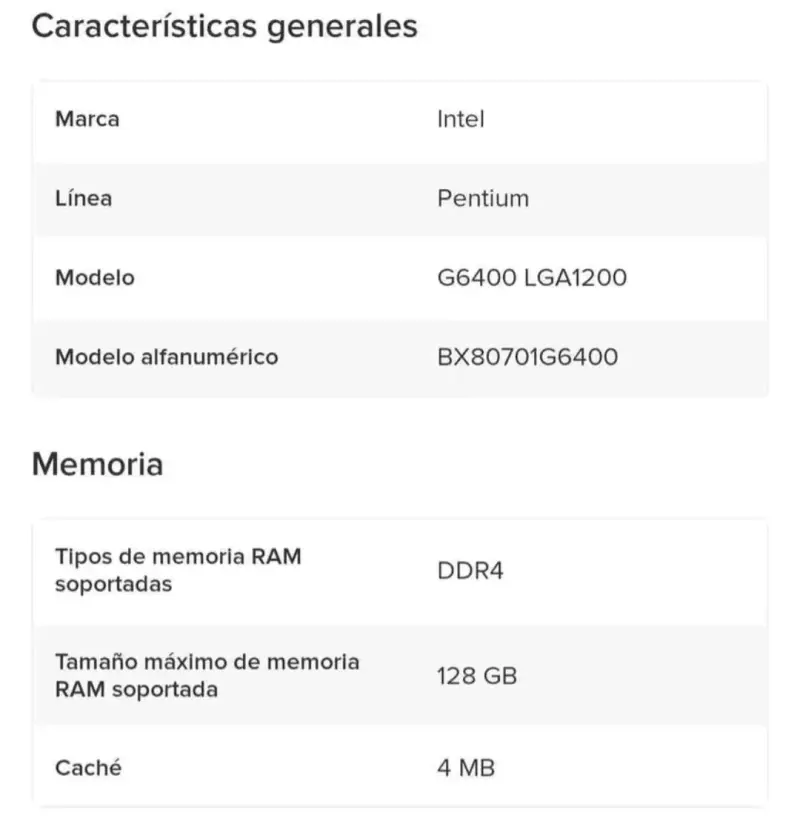 Procesador Intel Pentium Gold G6400 4.00GHz - 4