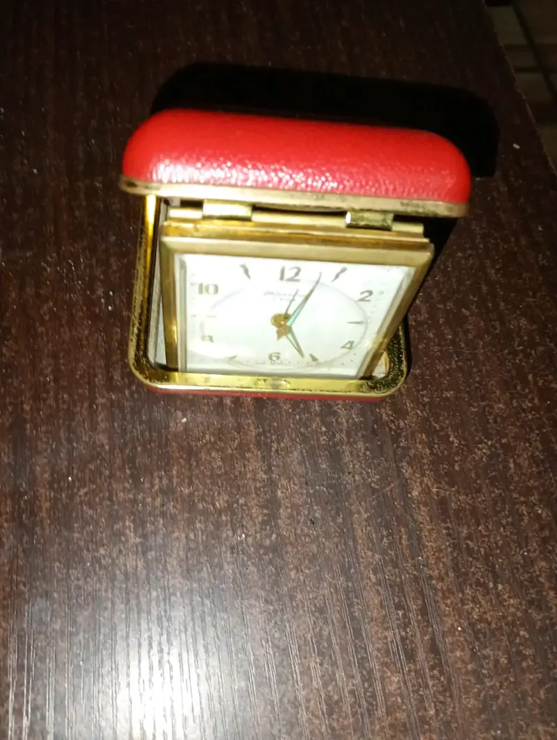 Reloj despertador vintage plegable rojo - 1