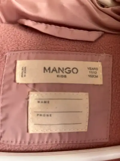 Abrigo de niña rosa Mango Kids - miniatura 3