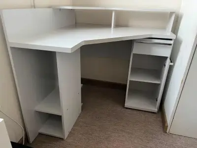 Escritorio Esquinero Blanco con Estantes - miniatura 2