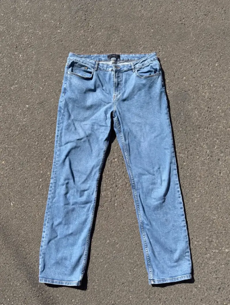 Par Jeans de mezclilla azul claro, Baggy minimalis - 2