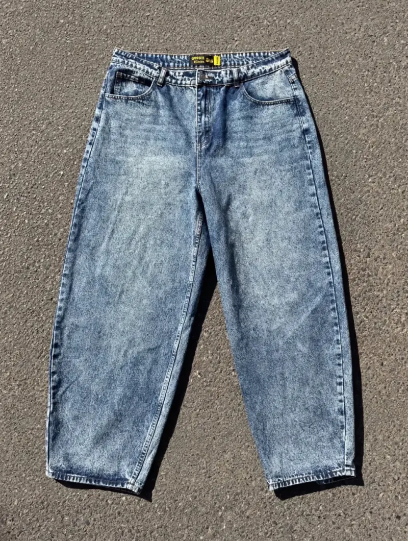 Par Jeans de mezclilla azul claro, Baggy minimalis - 4