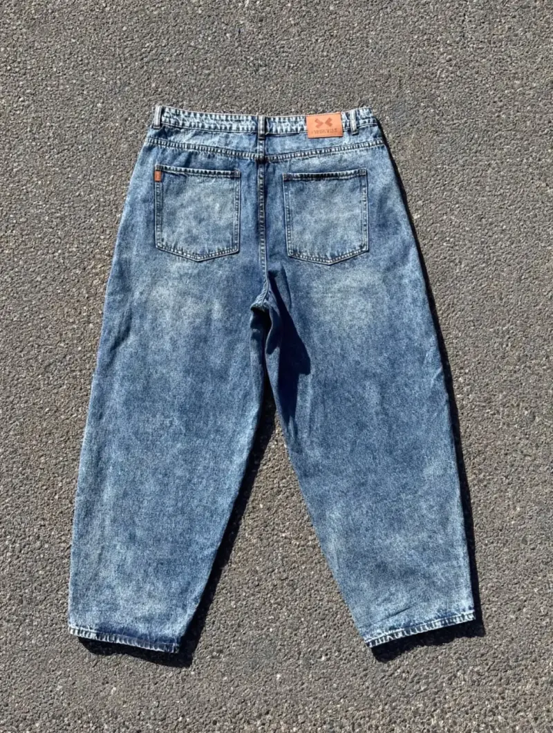 Par Jeans de mezclilla azul claro, Baggy minimalis - 5