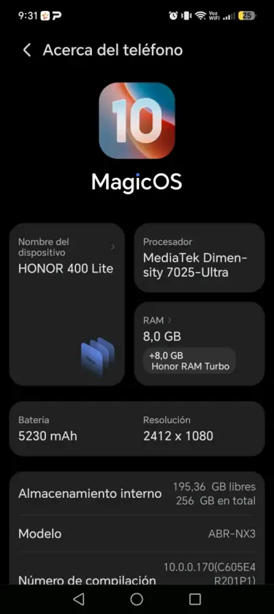 Smartphone Honor 400 Lite 256GB Gris - miniatura 3