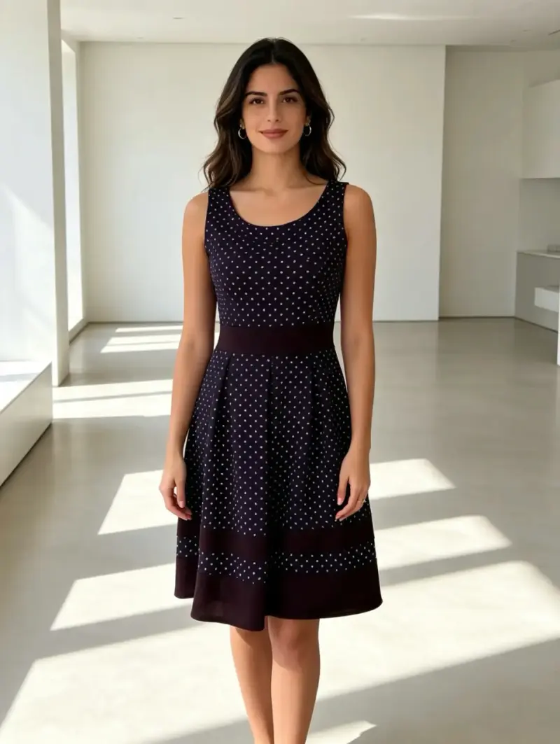 Vestido azul con lunares grises talla S - 1
