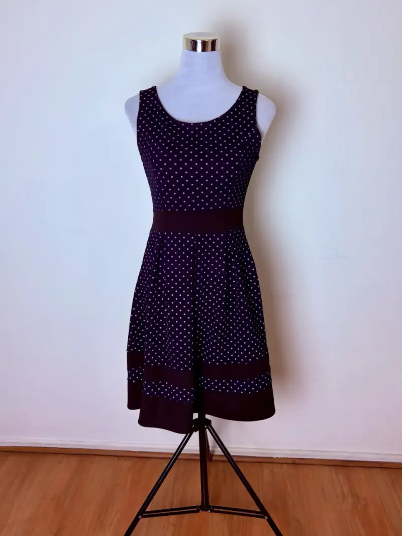 Vestido azul con lunares grises talla S - 2