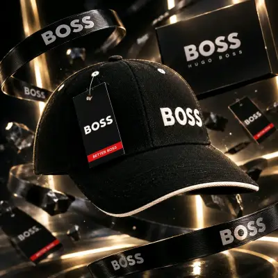 Gorra negra Boss con logo estampado - miniatura 1