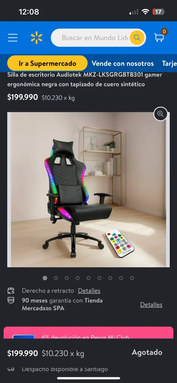 Silla gamer Audiotek ergonómica con luces LED - 1