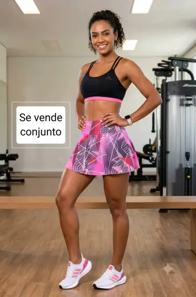 Conjunto deportivo mujer top y falda estampada - miniatura 2