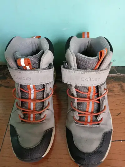 Botines de niño Colloky gris y naranja - miniatura 1