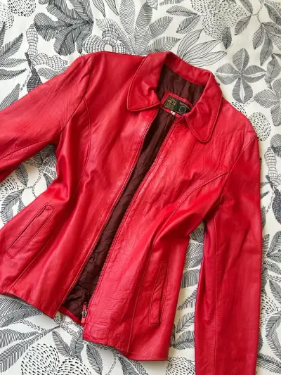 Chaqueta de cuero roja Vera Pelle - miniatura 1