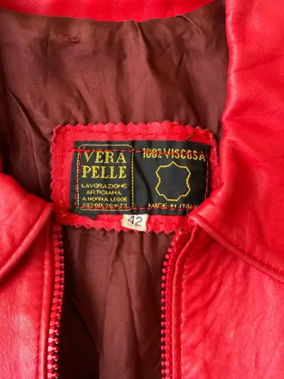 Chaqueta de cuero roja Vera Pelle - miniatura 3