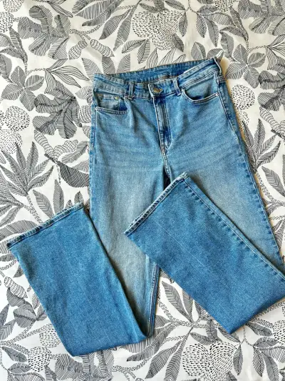 Jeans de mezclilla azul bootcut talle alto - miniatura 4
