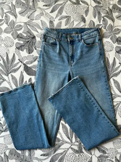 Jeans de mezclilla azul bootcut talle alto - miniatura 5
