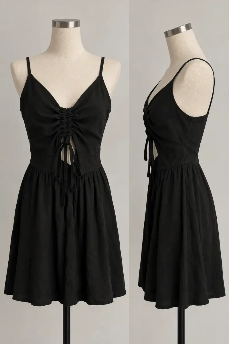 Vestido negro con diseño fruncido Sybilla XS - 1