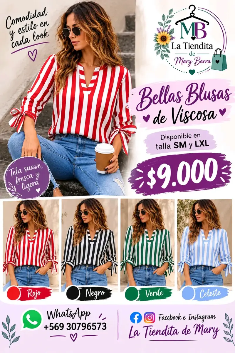 Blusa de viscosa a rayas - 1