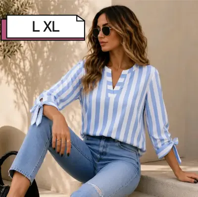 Blusa de viscosa a rayas - miniatura 2