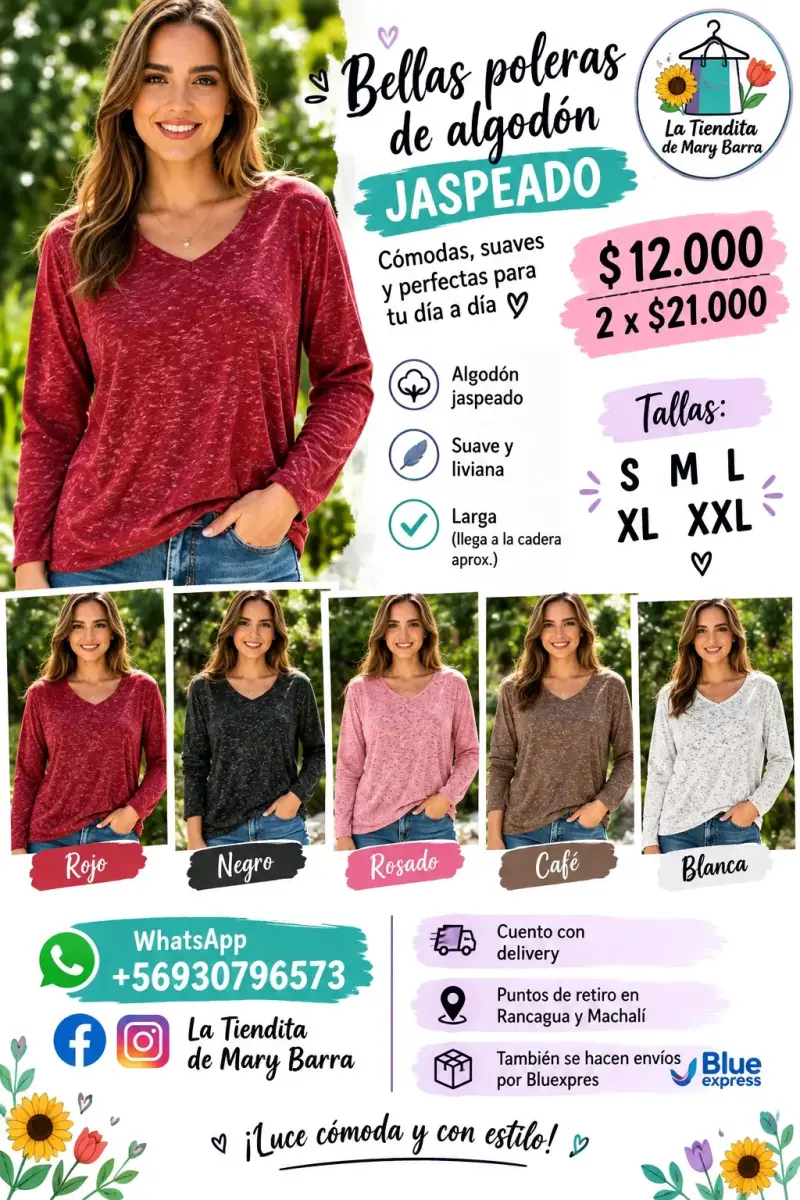 Polera de algodón jaspeado - 1