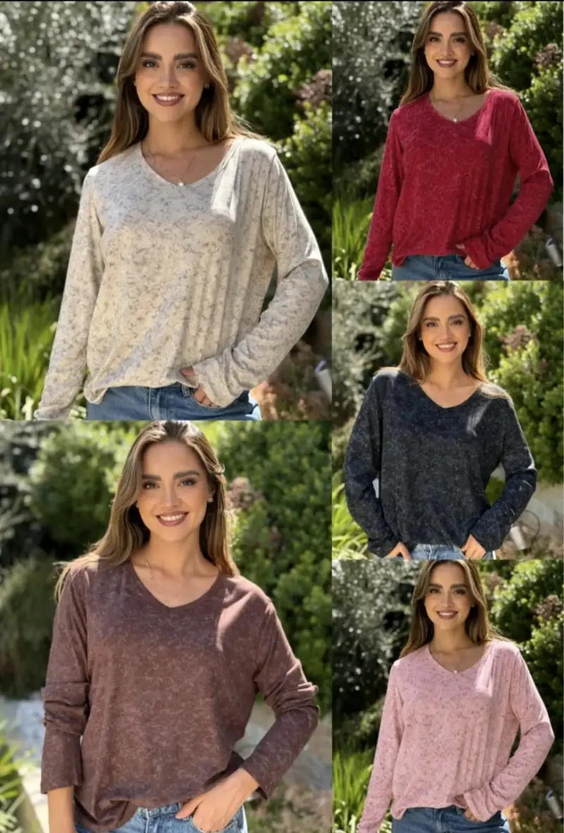 Polera de algodón jaspeado - 2