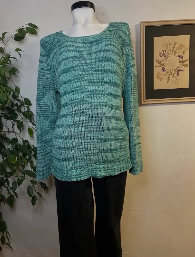 Suéter de punto verde agua para mujer - 1