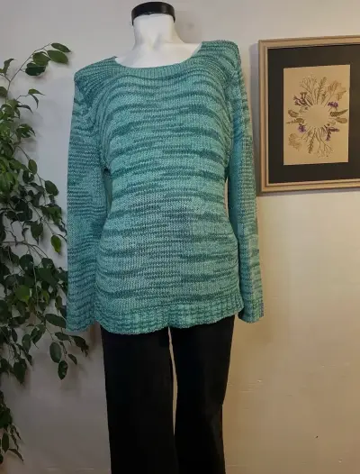 Suéter de punto verde agua para mujer - miniatura 1