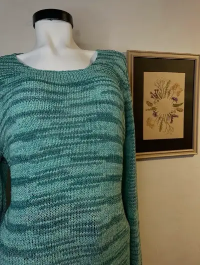 Suéter de punto verde agua para mujer - miniatura 2