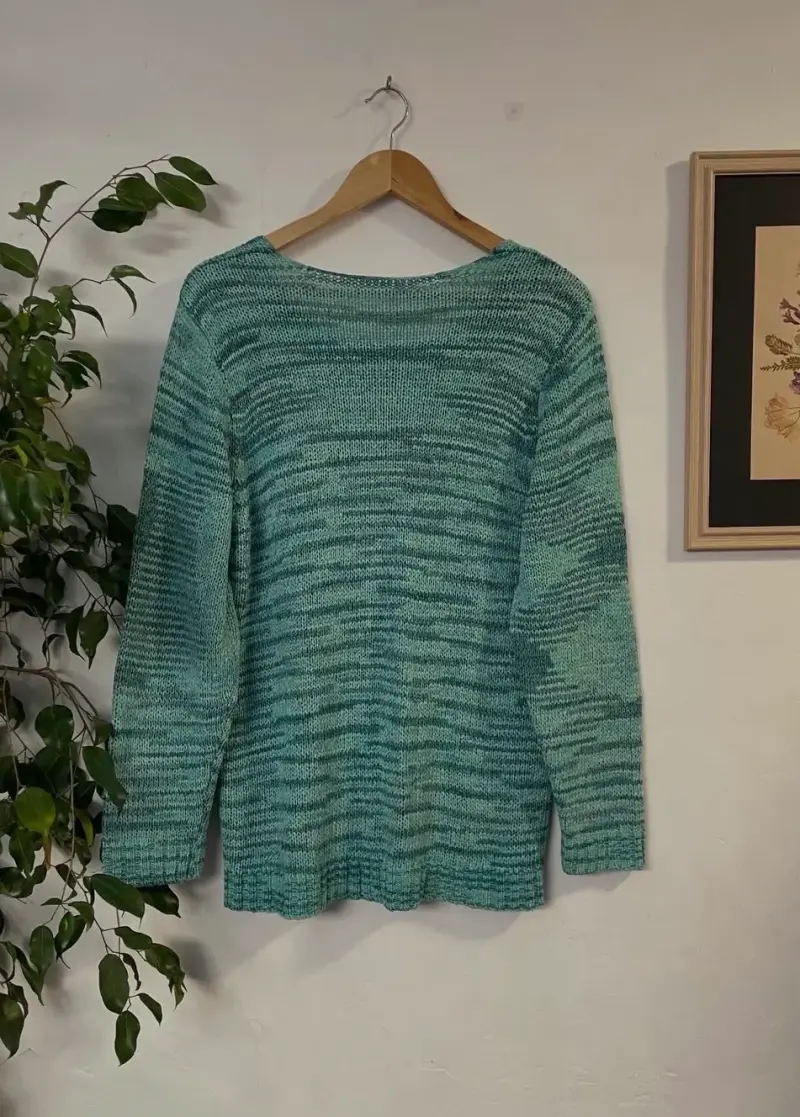Suéter de punto verde agua para mujer - 3