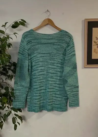 Suéter de punto verde agua para mujer - miniatura 3