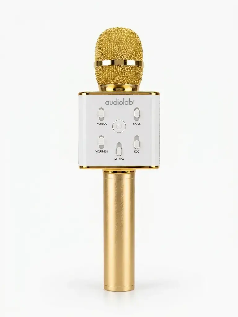 Micrófono Karaoke Inalámbrico Dorado Audiolab