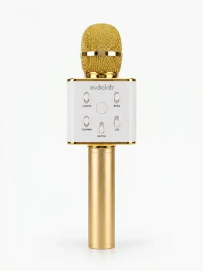 Micrófono Karaoke Inalámbrico Dorado Audiolab - miniatura 1